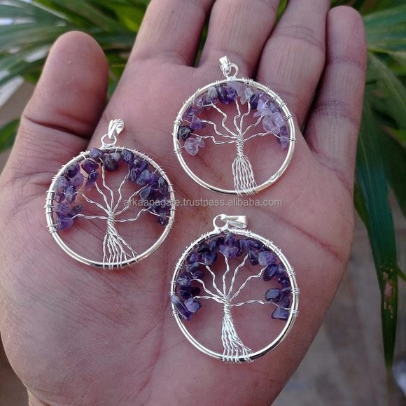 Wisdom Tree Charm 7 Chakra Reiki Healing Tree of Life Pendant Natural Lapis - Picture 11 of 12